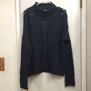 Free People Cable Knit Detail Turtleneck Sweater